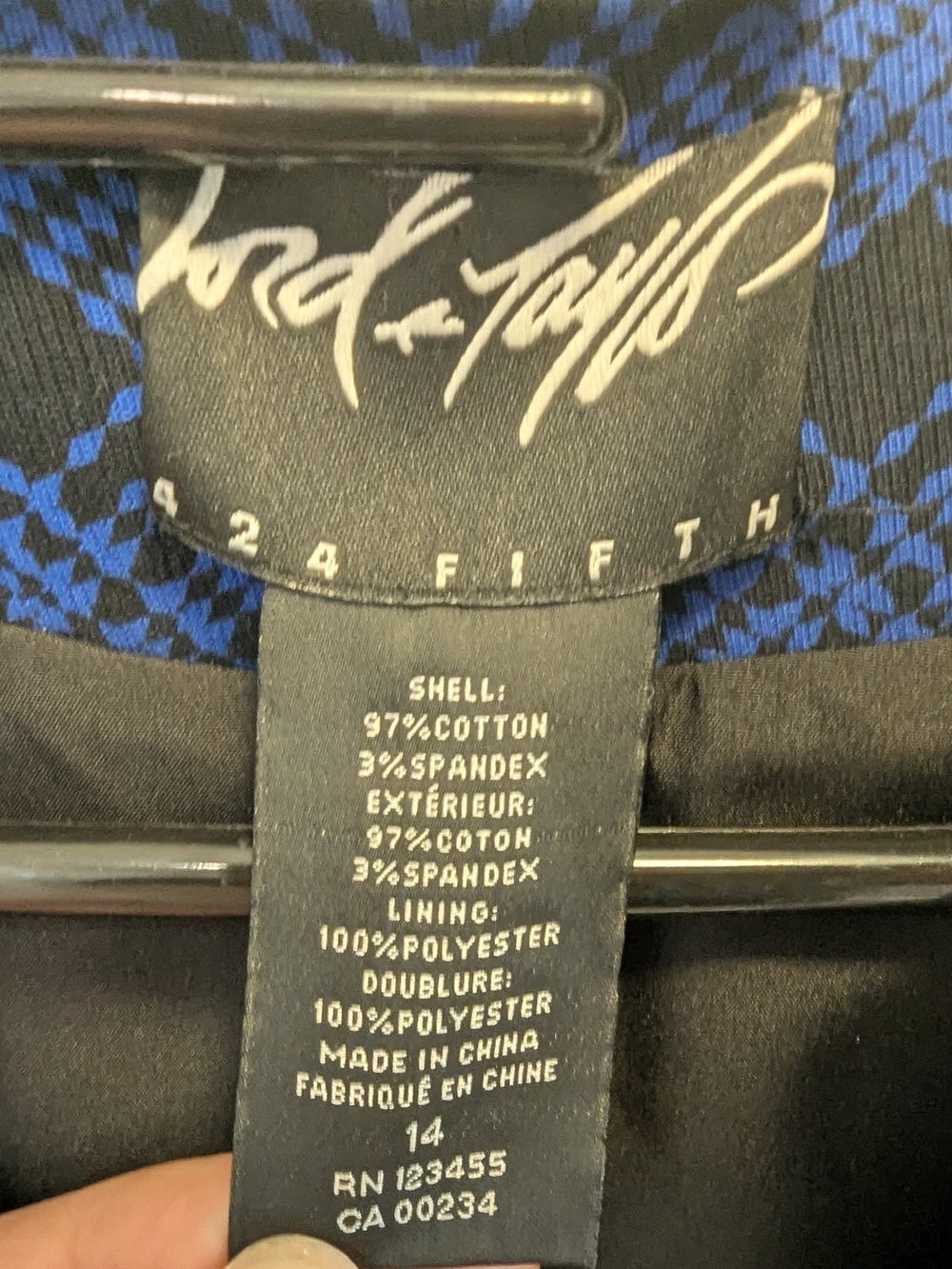 Lord & Taylor Blue and Black Plaid Single-Button Blazer - Picture 6 of 6